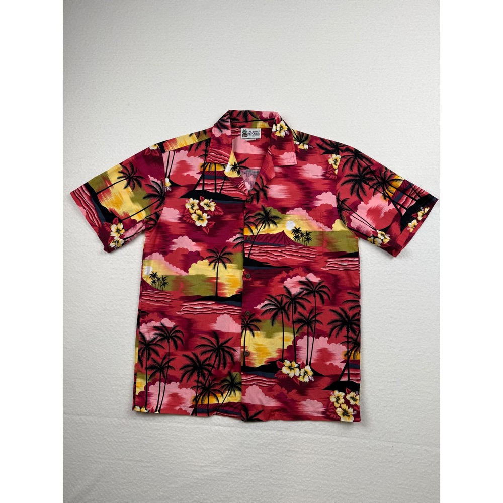 Vintage Aloha Republic Hawaiian Shirt Cotton Tropical Sunset Coastal Size M